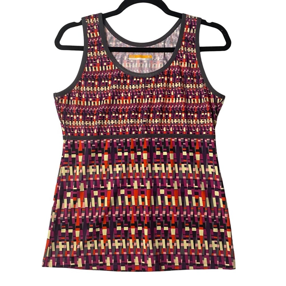 Lucy Geometric Pattern Athletic Tank Top Women Size Medium Stretch